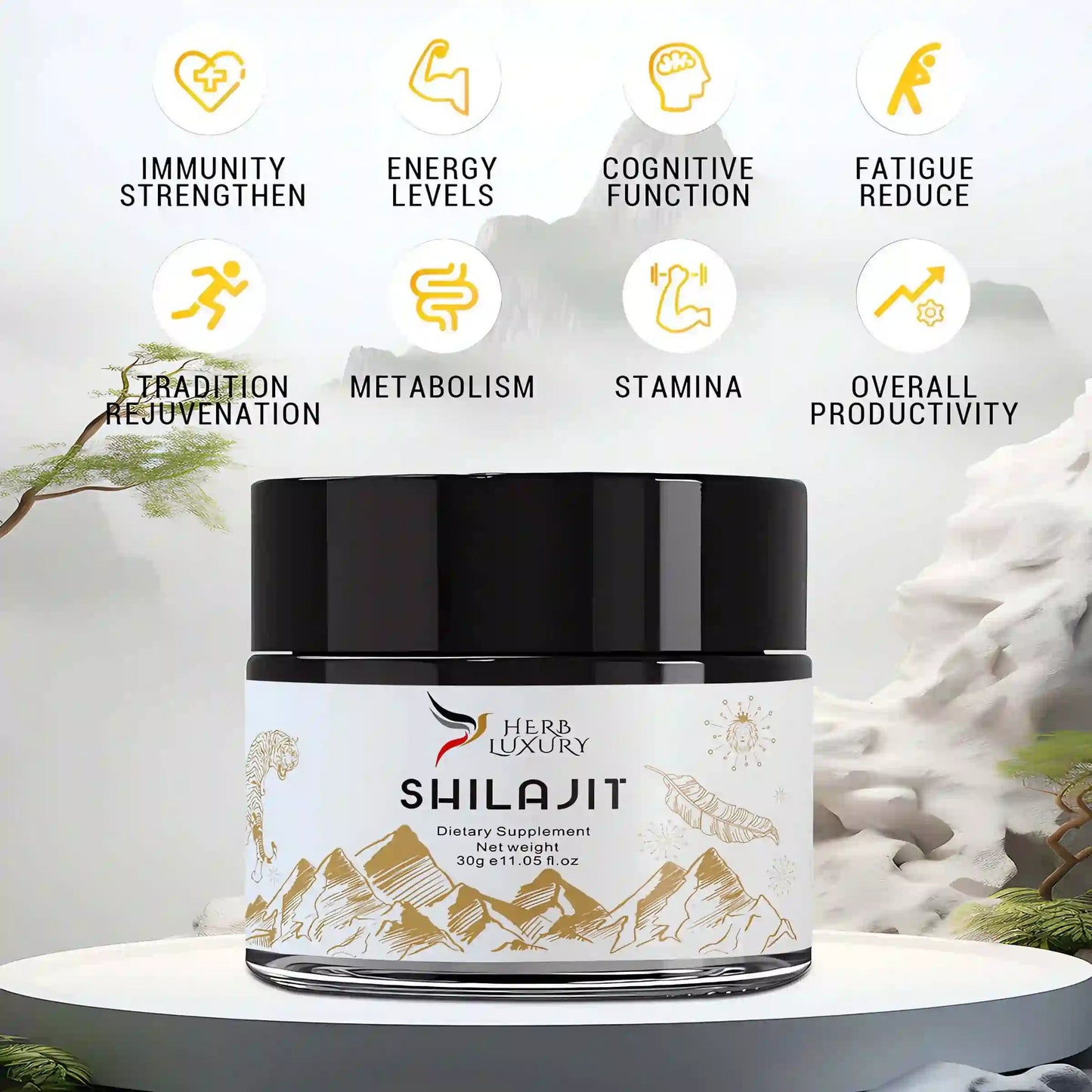 HerbLuxury Pure Himalayan Shilajit Resin – Natural Energy, Vitality & Immune Support (30g)