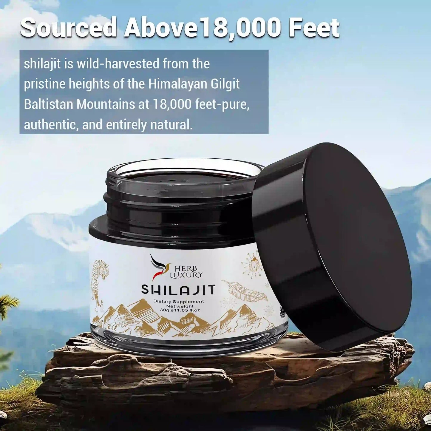 HerbLuxury Pure Himalayan Shilajit Resin – Natural Energy, Vitality & Immune Support (30g)